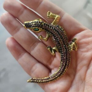 Gold and Purple Reptile Brooch